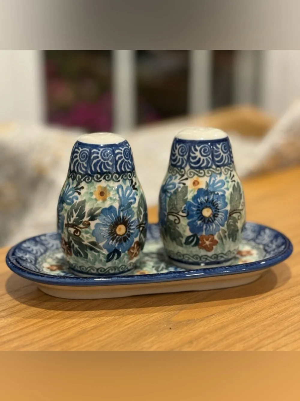 Handmade Polish  Pottery Salt & Pepper Shaker Set Stoneware  Unikat